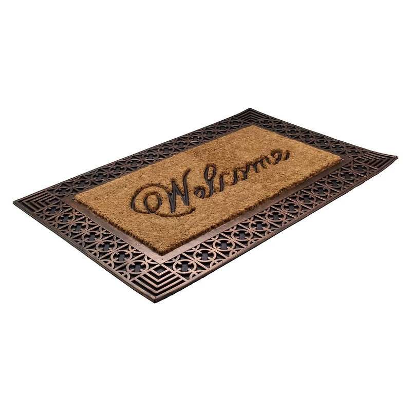 Gold & Natural Coir Welcome Doormat