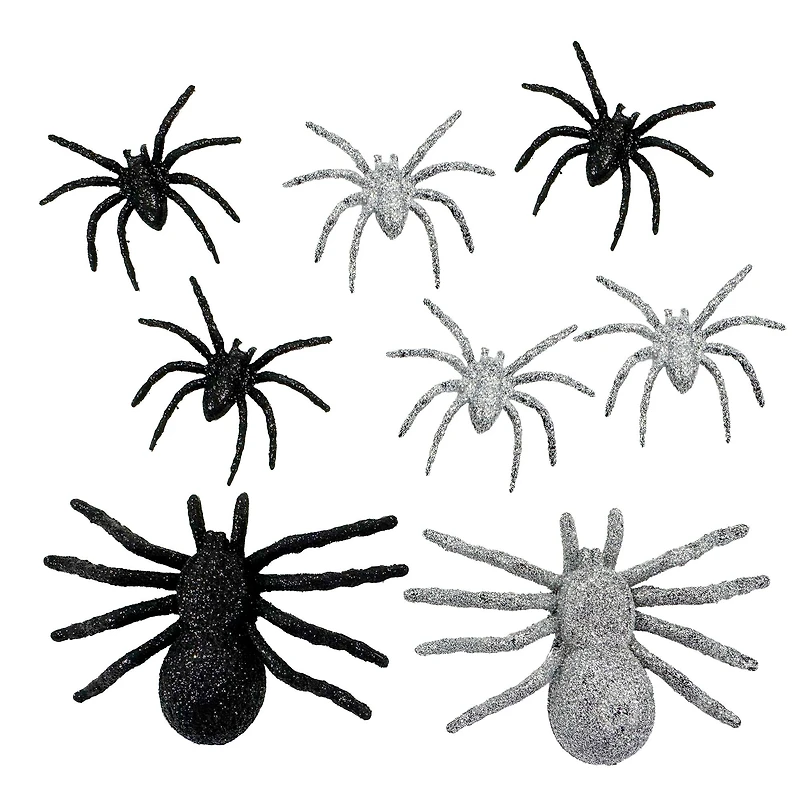 Black & Silver Glitter Spiders by Ashland®