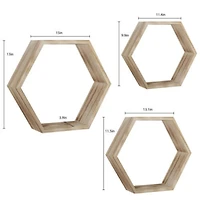 Rustic Brown Floating Hexagonal Shelf Set