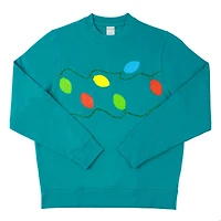 Teal Christmas Lights Adult Crew Neck Sweatshirt by Celebrate It