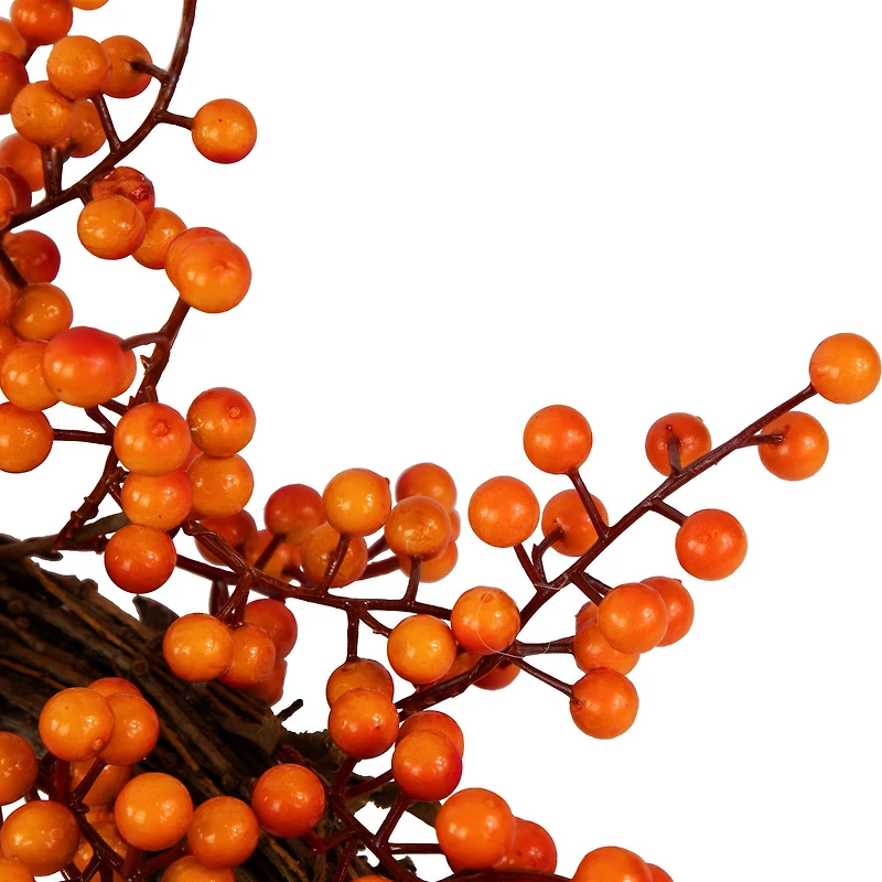 18" Red & Orange Berries Artificial Fall Harvest Twig Wreath