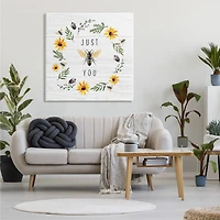 Stupell Industries Just Bee You Pun Phrase Yellow Daisy Wreath Canvas Wall Art