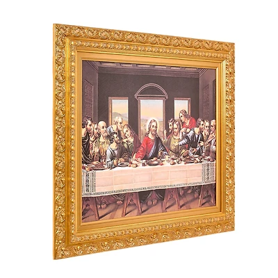 American Art Decor Ornate Framed The Last Supper Canvas Print by Leonardo da Vinci - 31.5" x 27.62"