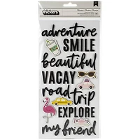 American Crafts™ Chasing Adventures Thickers™ Phrase & Icon Black Foam Stickers