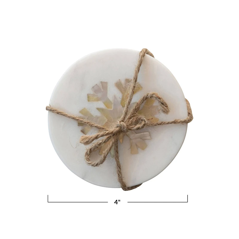 Hello Honey® Marble Coasters with Mother of Pearl Snowflake Inlay, 4ct.