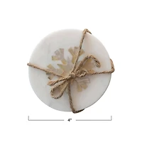 Hello Honey® Marble Coasters with Mother of Pearl Snowflake Inlay, 4ct.