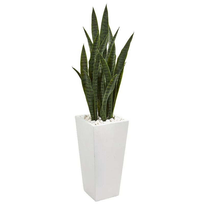 4ft. Sansevieria Plant in White Tower Planter
