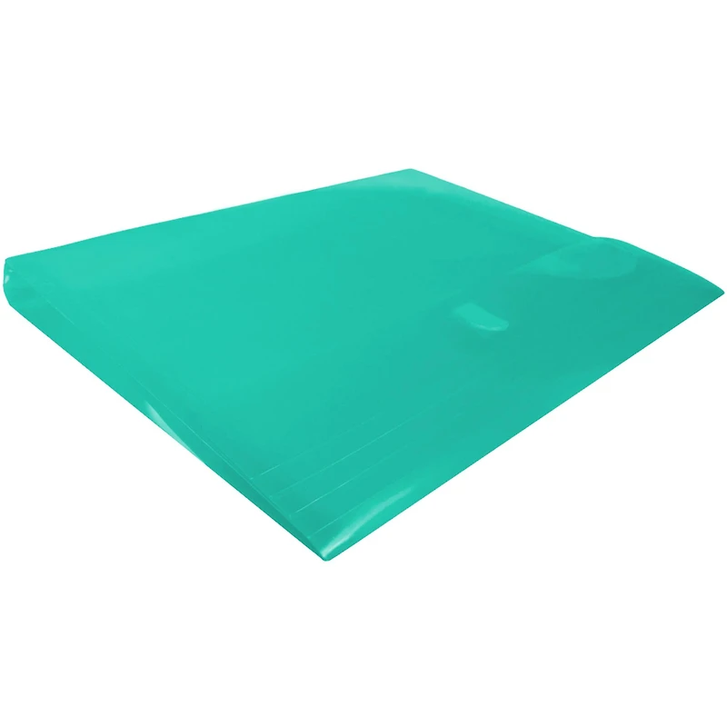 JAM Paper 8.625" x 11.5" Teal Plastic Expansion Hook & Loop Closure Envelopes, 12ct.