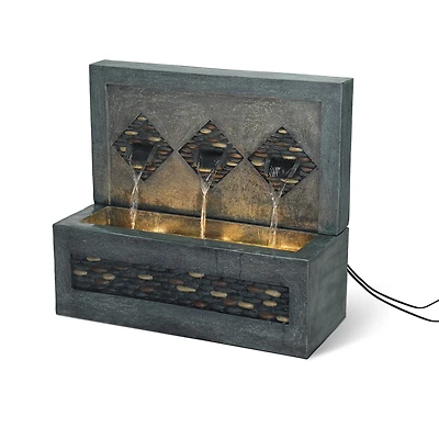 Glitzhome® 2.5ft. Faux Concrete and Pebbles Outdoor LED Fountain