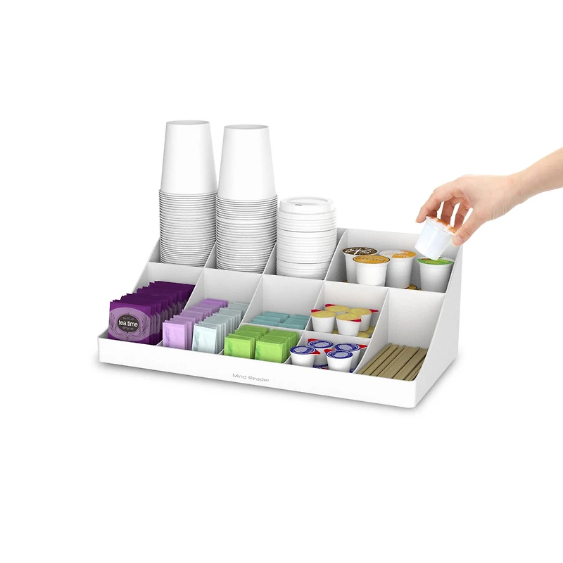 Mind Reader White 11 Compartment Pioneer Breakroom Condiment Organizer