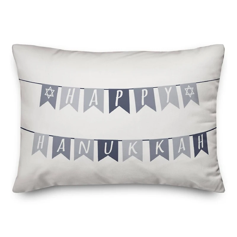 Neutral Happy Hanukkah Flags 14x20 Spun Poly Pillow