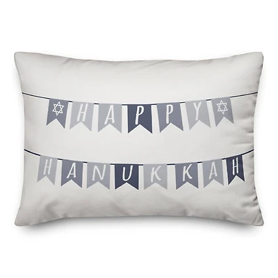 Neutral Happy Hanukkah Flags 14x20 Spun Poly Pillow