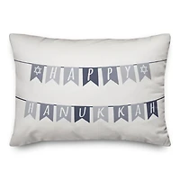 Neutral Happy Hanukkah Flags 14x20 Spun Poly Pillow