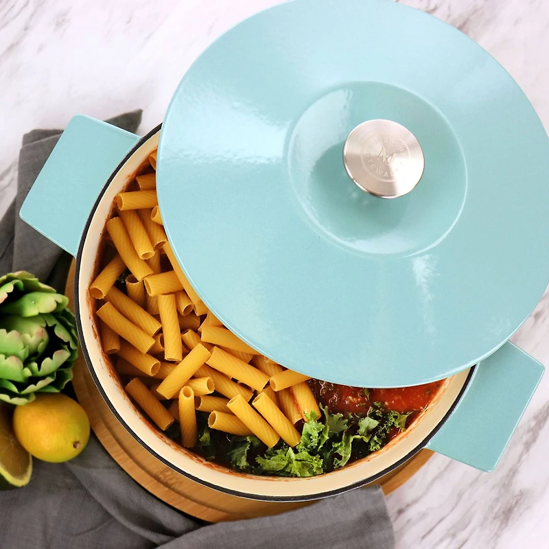 Martha Stewart 5qt. Light Cyan Enameled Round Cast Iron Dutch Oven with Lid