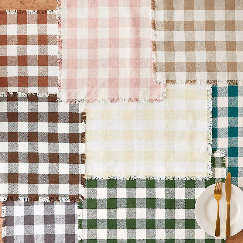DII® Heavyweight Check Fringed Cotton Placemats
