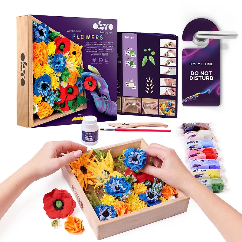 OKTO DIY Wood & Craft Freedom Flowers Clay Kit