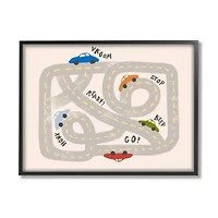 Stupell Industries Kid's Cartoon Car Road Map Fun Playful Streets in Frame Wall Art
