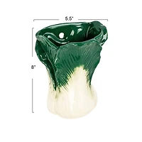 Hello Honey® 7.75" Green & White Embossed Stoneware Cabbage Shaped Wall Vase Planter