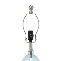 Lalia Home 21.5" Clear Blue Oval Glass Table Lamp with White Drum Shade