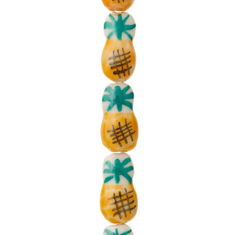 Yellow Pineapple Ceramic Beads, 21mm by Bead Landing™