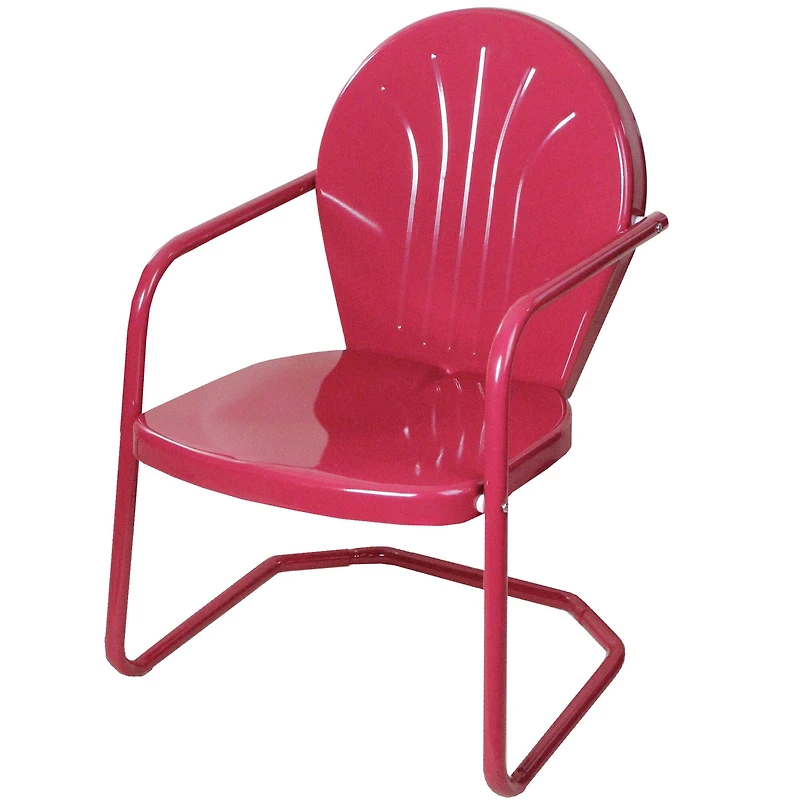 34" Raspberry Pink Retro Style Outdoor Metal Tulip Chair