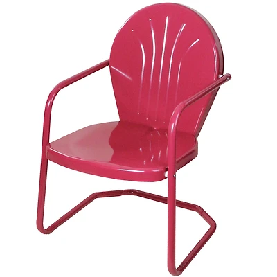 34" Raspberry Pink Retro Style Outdoor Metal Tulip Chair