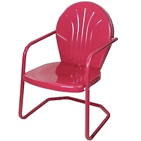 34" Raspberry Pink Retro Style Outdoor Metal Tulip Chair