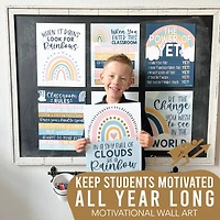 Hadley Designs 11" x 14" Boho Rainbow Growth Mindset Classroom Décor Posters Set