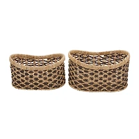 Brown Traditional Woven Sea Grass Storage Basket Set