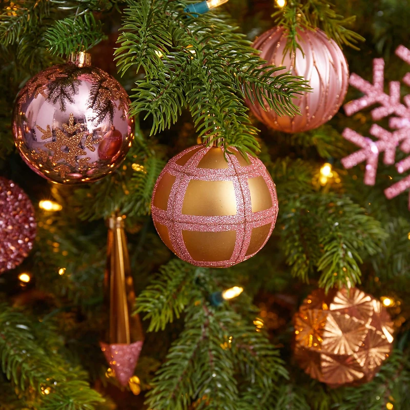 52ct. 6" Pink & Gold Shatterproof Ornament Set