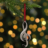 Silver Plated Clef Music Note Crystal Embellished Metal Ornament