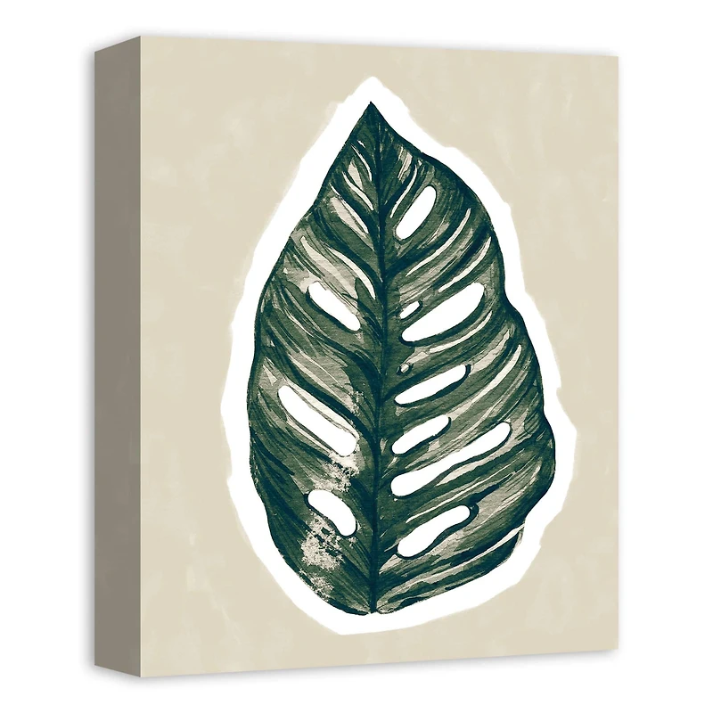 Navy Tropical Leaf 11" x 14" Canvas Wall Art
