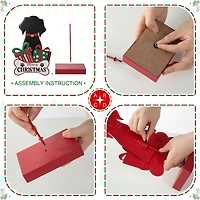 Glitzhome® 15" Christmas Metal & Wooden Dog Gift Box Table Décor