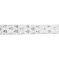 1.5" x 30ft. Silver Glitter Tree White Taffeta Wired Ribbon by Celebrate It®