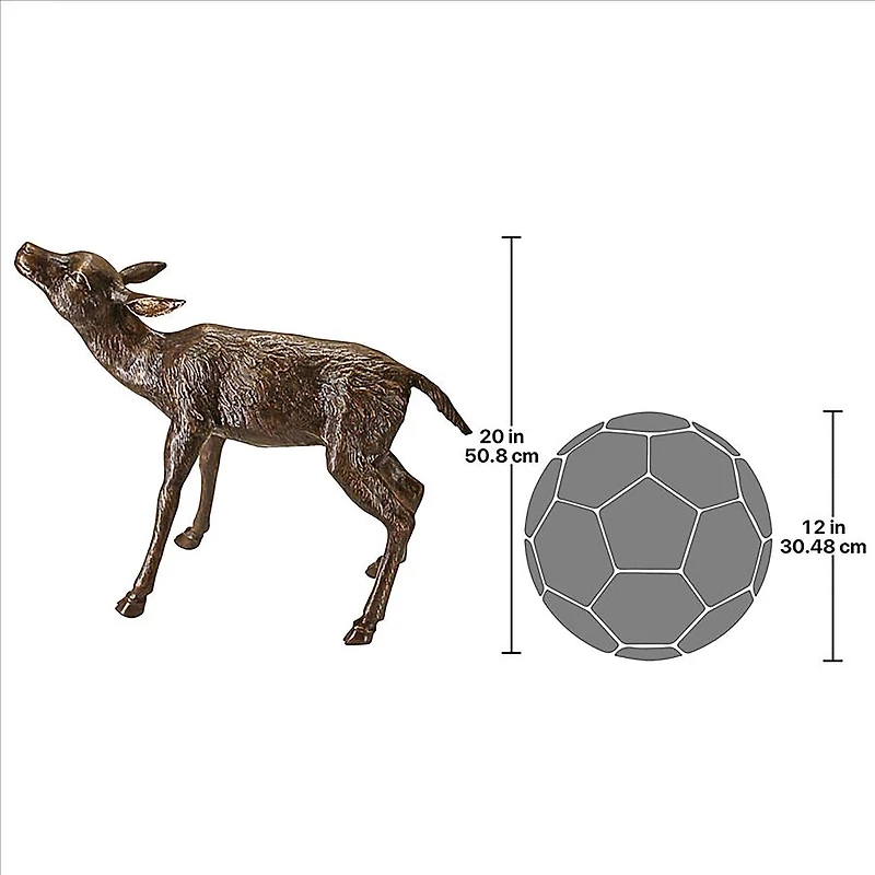 Design Toscano 23" Cast Bronze Standing Baby Deer Garden Statue
