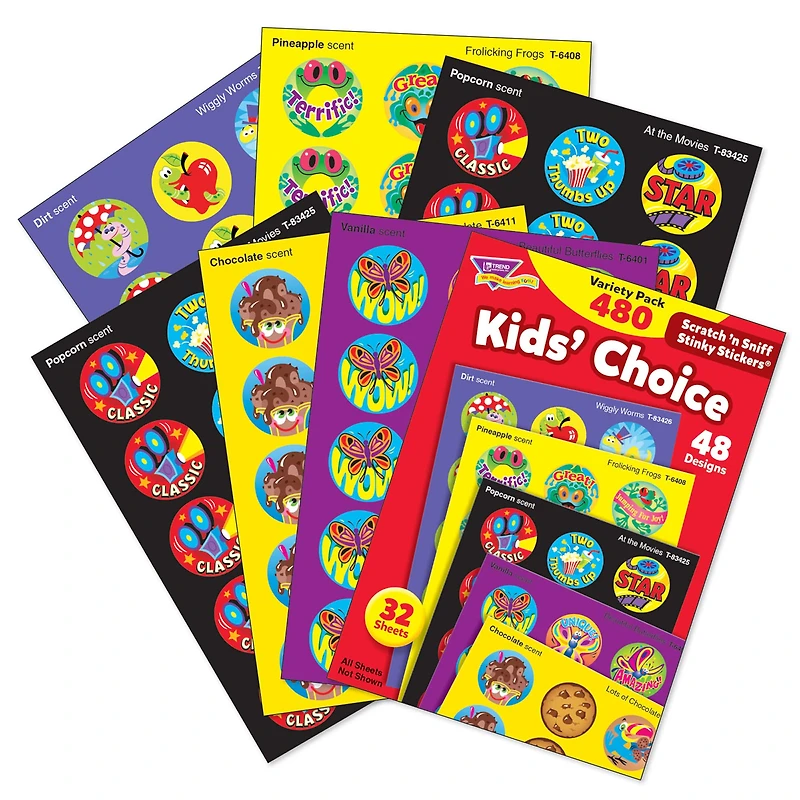 Trend Enterprises® Kids' Choice Stinky Stickers® Variety Pack, 2 Packs of 480ct.