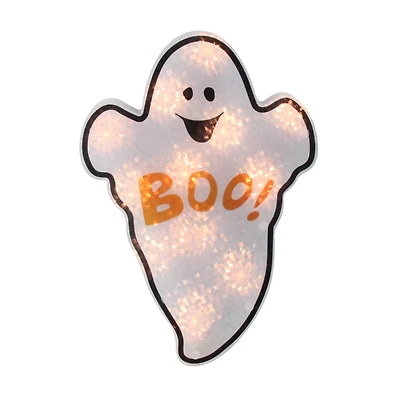 Lighted Holographic Ghost Halloween Window Silhouette Decoration