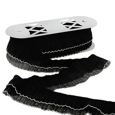 2.6" Black with White Scallop Ruffle Trim by Celebrate It®