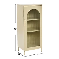Hello Honey® 40" Solstice Narrow Metal Accent Cabinet with Adjustable Storage Shelves and Arched Glass Door