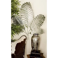 36" Silver Steel Glam Leaf Wall Décor