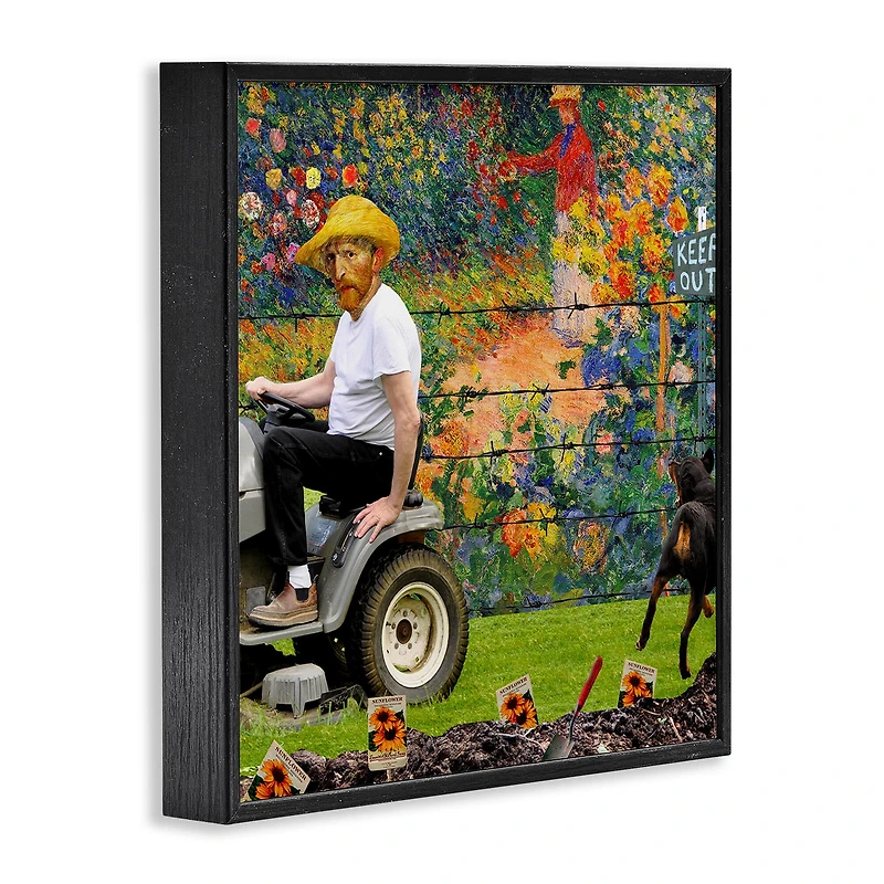 Stupell Industries Van Gogh Gardening Flowers Farmer Dog Collage Framed Giclee Art