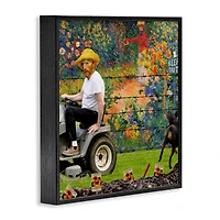 Stupell Industries Van Gogh Gardening Flowers Farmer Dog Collage Framed Giclee Art