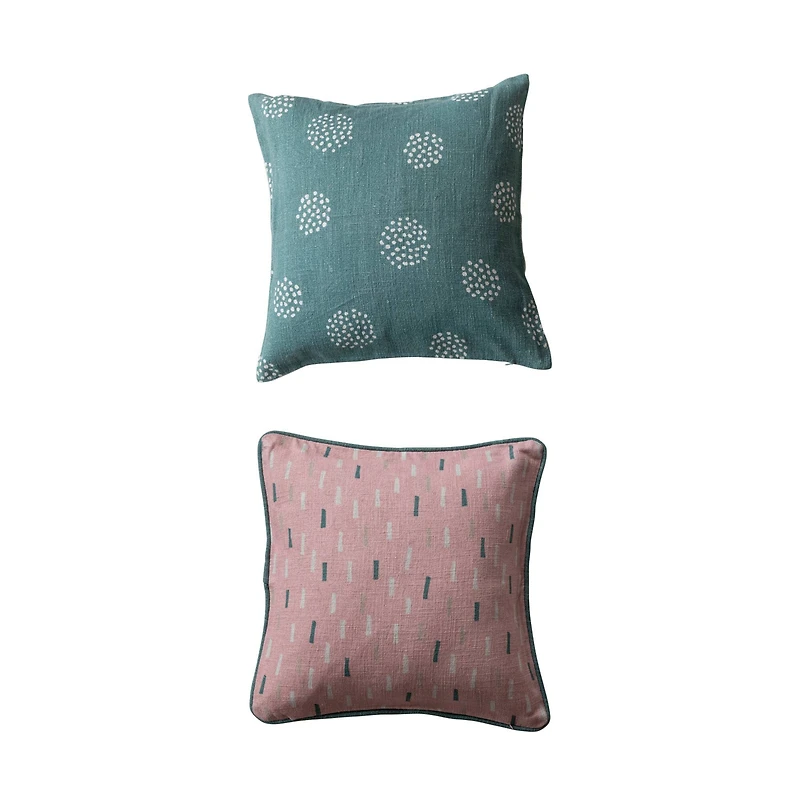 Hello Honey® 18" Poinsettia Christmas & Ornament Linen Blend Pillow Set