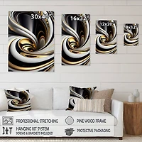 Designart 'Gold Black And White Stained Glass I' Modern Canvas Wall Art