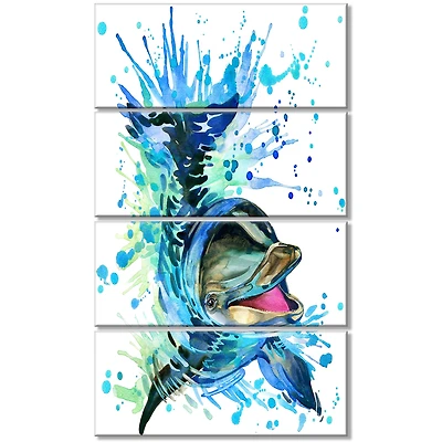 Designart - Large Blue Dolphin Watercolor