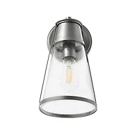 Hello Honey® Robert Stevenson Lighting Jaxon Brushed Nickel Metal & Seedy Glass Outdoor Wall Sconce