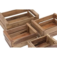 Set of 4 Brown Mahogany Farmhouse Storage Basket, 22" x 15" x 9"