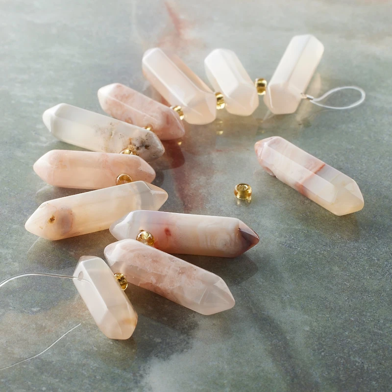 Pink Agate Spike Beads by Bead Landing™