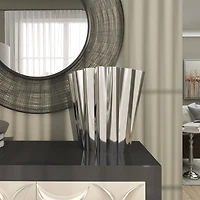 15" Silver Stainless Steel Vase with Zig Zag Edging