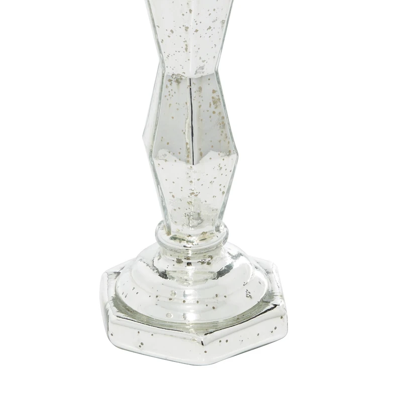 Silver Glass Glam Candle Holder Set